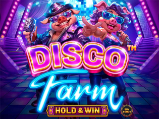 Captura del juego Disco Farm Hold and Win de Betsoft, disponible en casinos como JugaBet